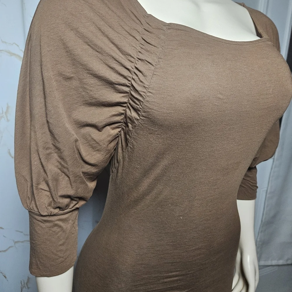 Theory Brown Puff Sleeve Dress